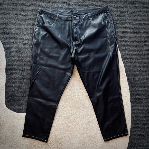 ASOS Men’s Faux Leather Pants in Black Size 42” Waist 30” Length - Straight Leg - Picture 6 of 9